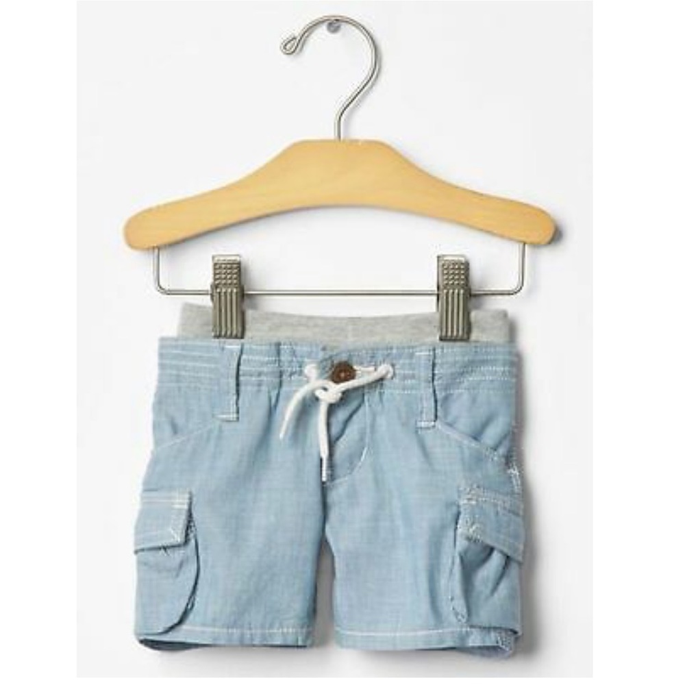 Gap baby boys pull on cargo chambray denim shorts
